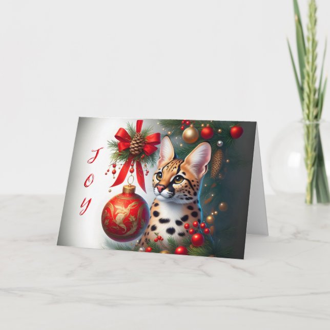 Tarjeta de Navidades de ornamentos rojos al lado d (Anverso)
