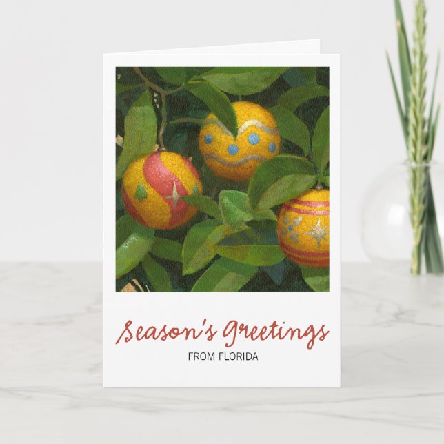 Tarjeta de Navidades de Ornaments naranja (Anverso)