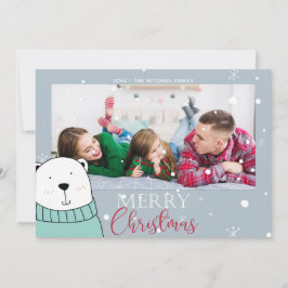 Tarjeta de Navidades de osito fotográfico de corte