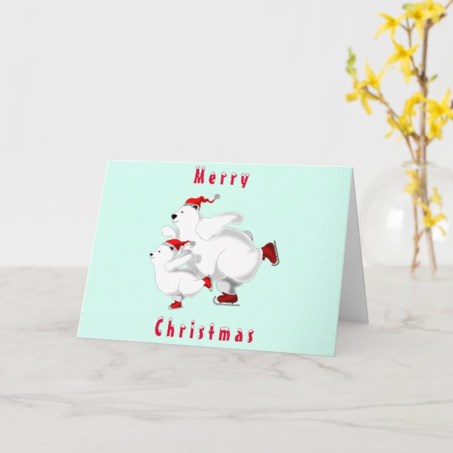Tarjeta de Navidades de oso familiar (flor amarilla)