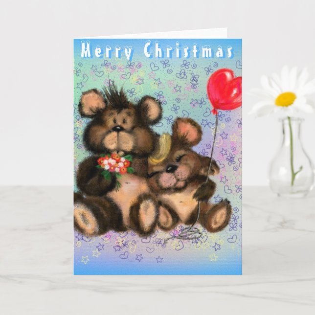 Tarjeta de Navidades de oso lindo (Planta pequeña)