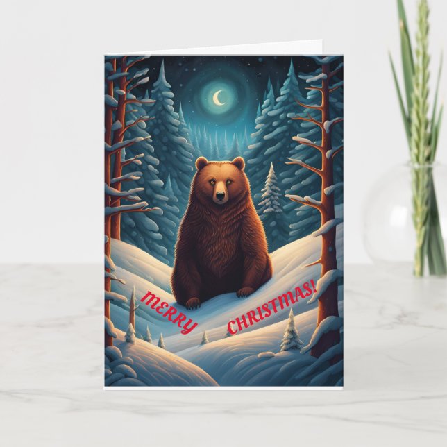 TARJETA DE NAVIDADES DE OSO MERRY PARA CUALQUIERA (Anverso)
