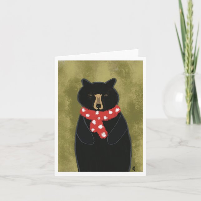 Tarjeta de Navidades de oso negro (Anverso)