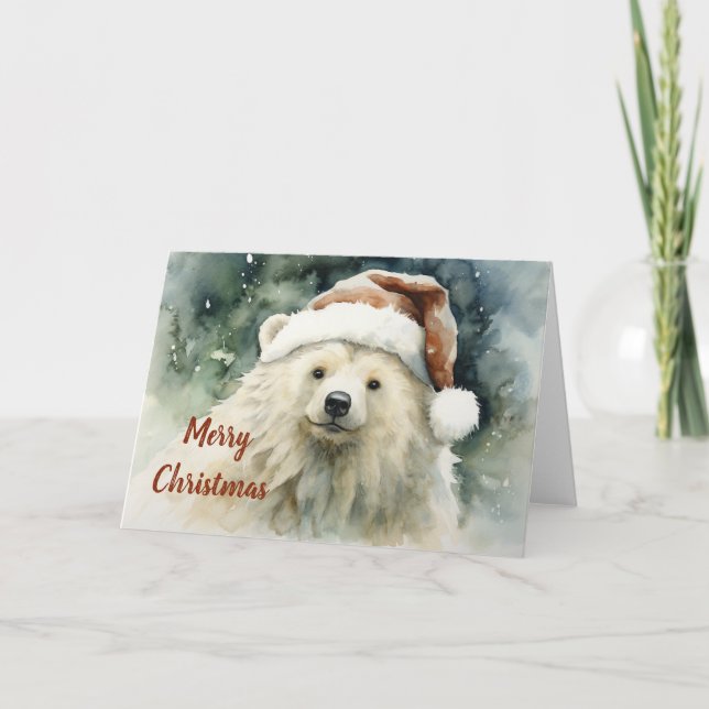 Tarjeta de Navidades de oso polar capáz (Anverso)
