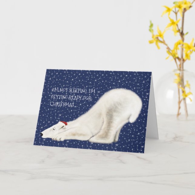 Tarjeta de Navidades de oso polar con sueño (flor amarilla)