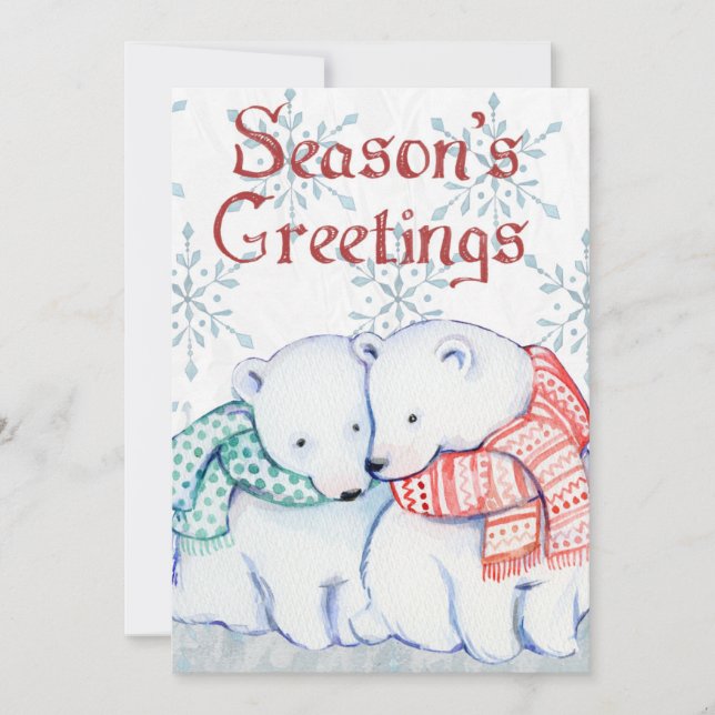 Tarjeta de Navidades de oso polar de saludos de te (Anverso)
