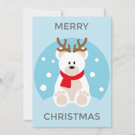 Tarjeta de Navidades de oso polar, Deer Antlers Gr