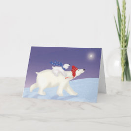 Tarjeta de Navidades de oso polar y cachorro