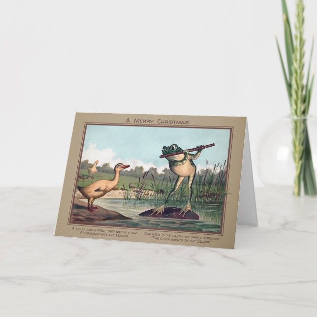 Tarjeta de Navidades de oveja y rana (Anverso)