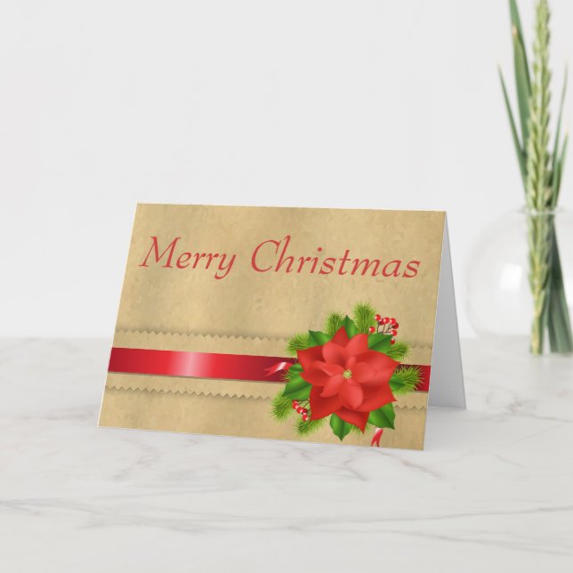 Tarjeta de Navidades de país con vector Poinsettia (Anverso)