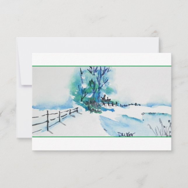 Tarjeta de Navidades de paisajes de nieve de color (Anverso)