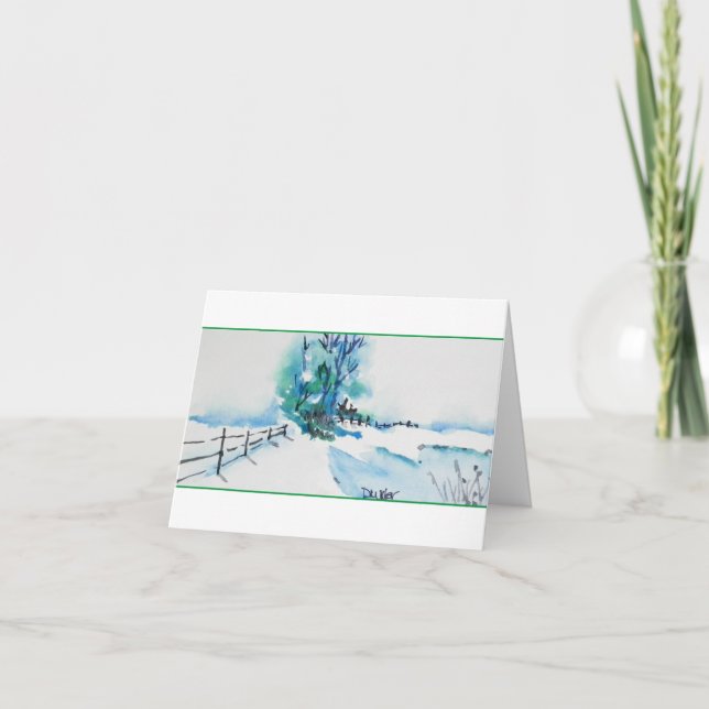 Tarjeta de Navidades de paisajes de nieve de color (Anverso)