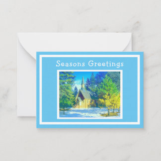 Tarjeta de Navidades de paisajes nevados de la Igl