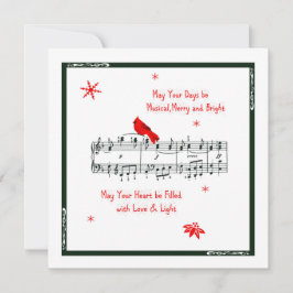 Tarjeta de Navidades de pájaros del cardenal rojo 