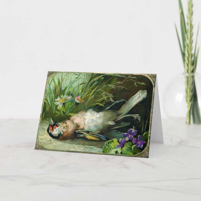 Tarjeta de Navidades de pájaros muertos de Victori (Anverso)