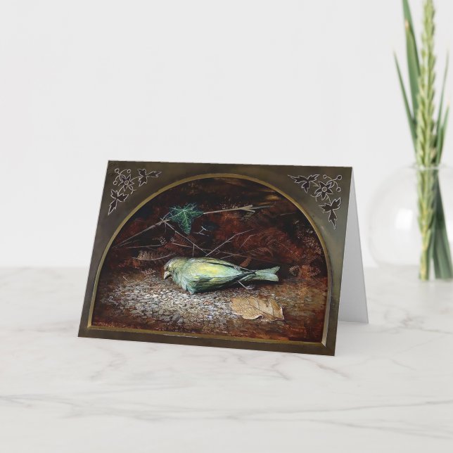 Tarjeta de Navidades de pájaros muertos de Victori (Anverso)