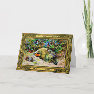 Tarjeta de Navidades de pájaros muertos victoriano