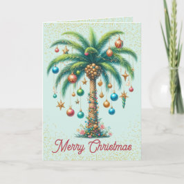 Tarjeta de Navidades de palmeras tropicales