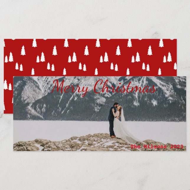 Tarjeta de Navidades de Panorama con letras Rojas (Anverso / Reverso)