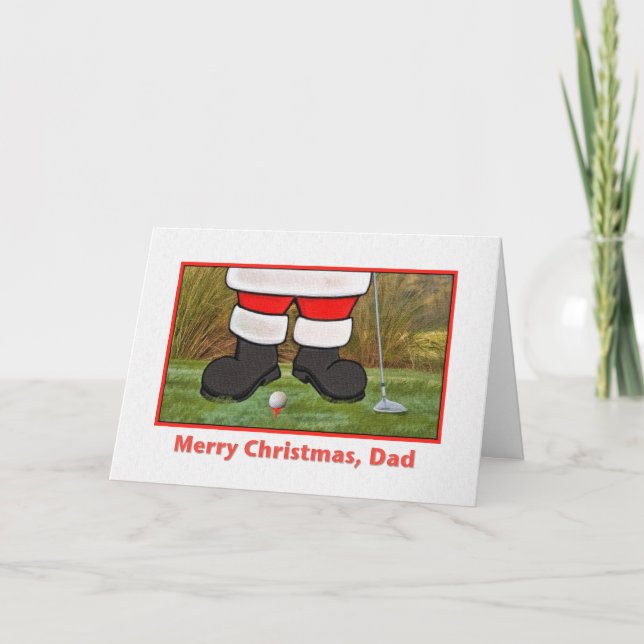Tarjeta de Navidades de papá con Papá Noel de Golf (Anverso)