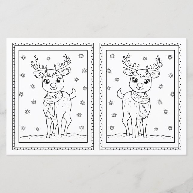 Tarjeta de Navidades de papel de reno para niños c (Anverso)