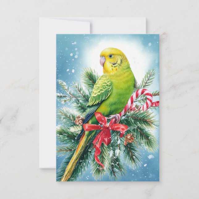 Tarjeta de Navidades de Parakeet y Candy Cane (Anverso)