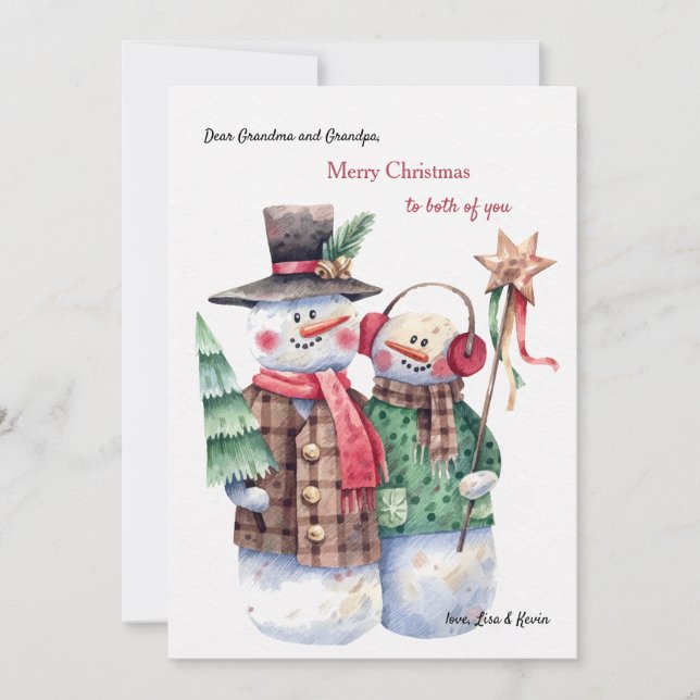 Tarjeta de Navidades de pareja Snowman (Anverso)