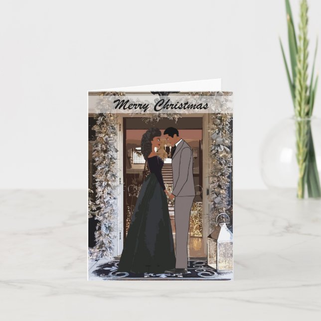 Tarjeta de Navidades de parejas afroamericanas (Anverso)