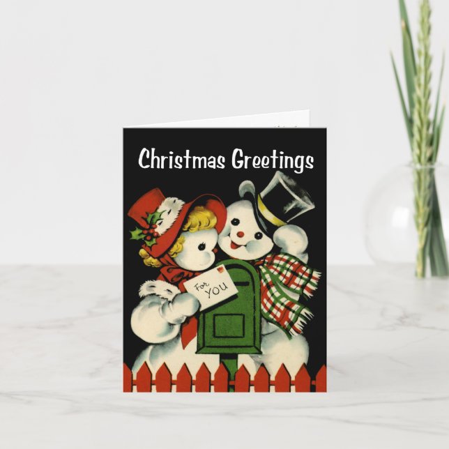 Tarjeta de Navidades de parejas de hombres de niev (Anverso)
