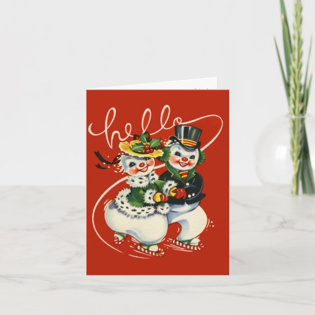 Tarjeta de Navidades de parejas de hombres de niev (Anverso)