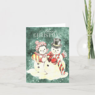 Tarjeta de Navidades de parejas de hombres de niev