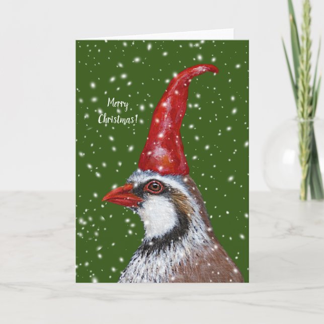Tarjeta de Navidades de Partridge Gnome (Anverso)