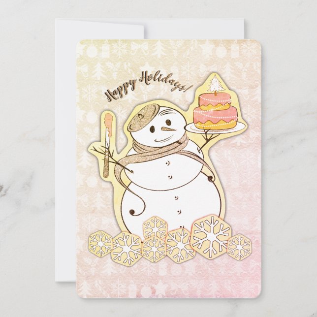 Tarjeta de Navidades de pastelería de Snowman en f (Anverso)