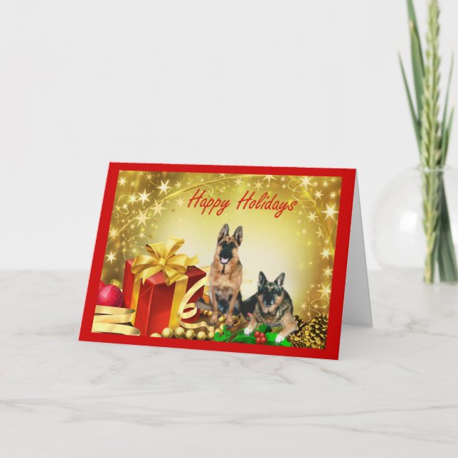 Tarjeta de Navidades de Pastores Alemanes (Anverso)