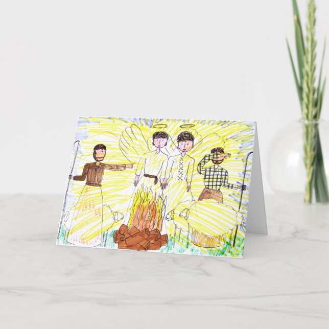 Tarjeta de Navidades de pastores en campo (Anverso)