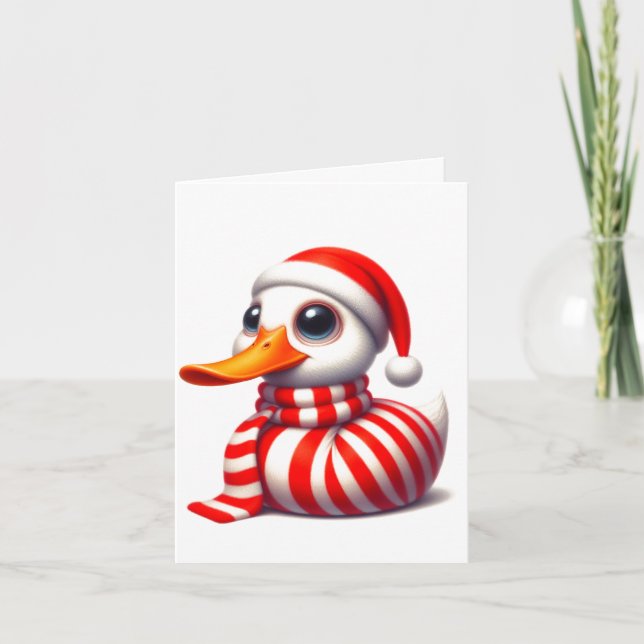 Tarjeta de Navidades de pato blanco animado (Anverso)