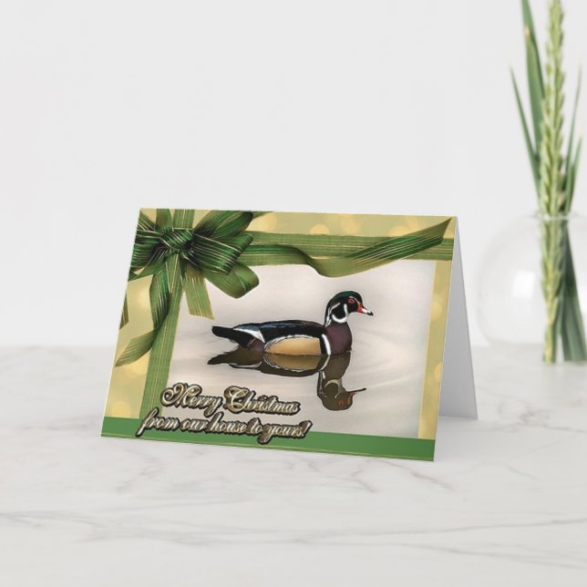 Tarjeta de Navidades de pato de madera (Anverso)