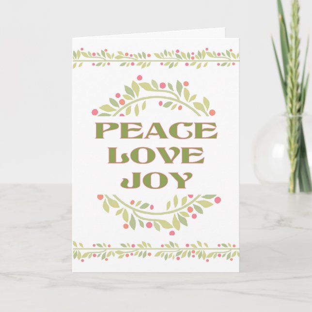 Tarjeta de Navidades de Peace Love Joy (Anverso)
