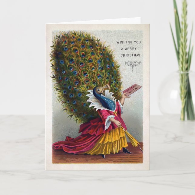 Tarjeta de Navidades de Peacock de Victoria (Anverso)