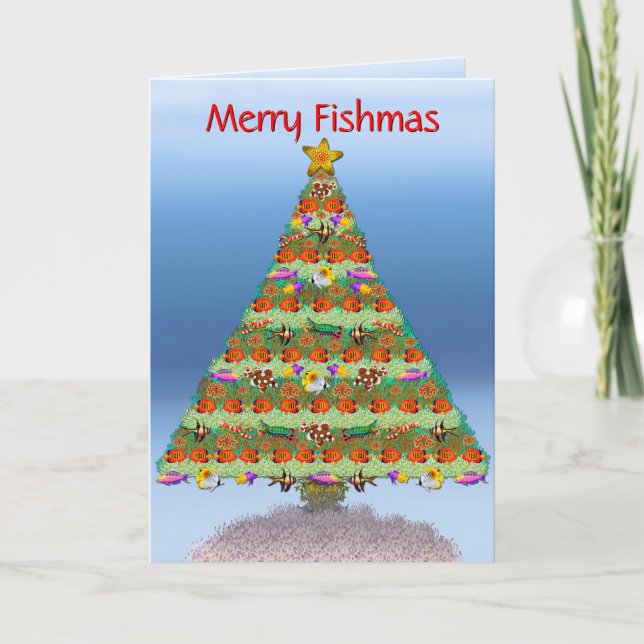 Tarjeta de Navidades de peces del acuario de arrec (Anverso)