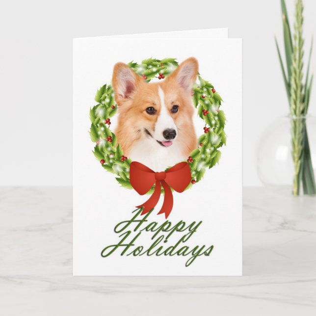 Tarjeta de Navidades de Pembroke Corgi (Anverso)