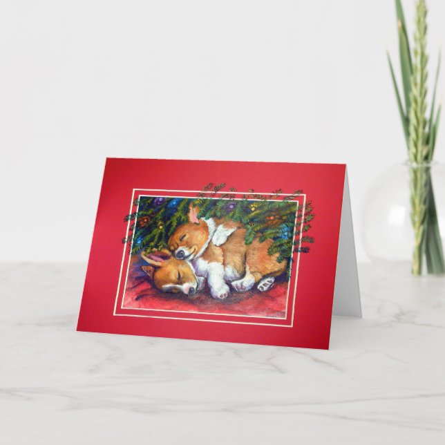 Tarjeta de Navidades de Pembroke Welsh Corgi (Anverso)