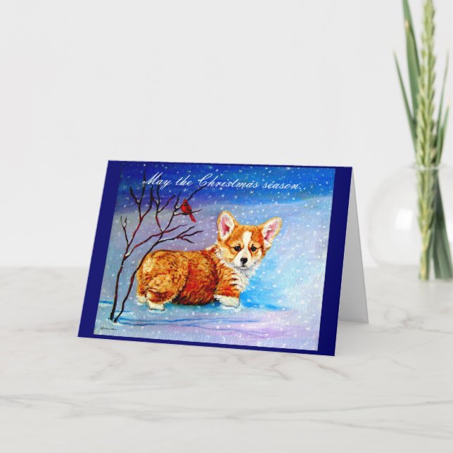 Tarjeta de Navidades de Pembroke Welsh Corgi (Anverso)