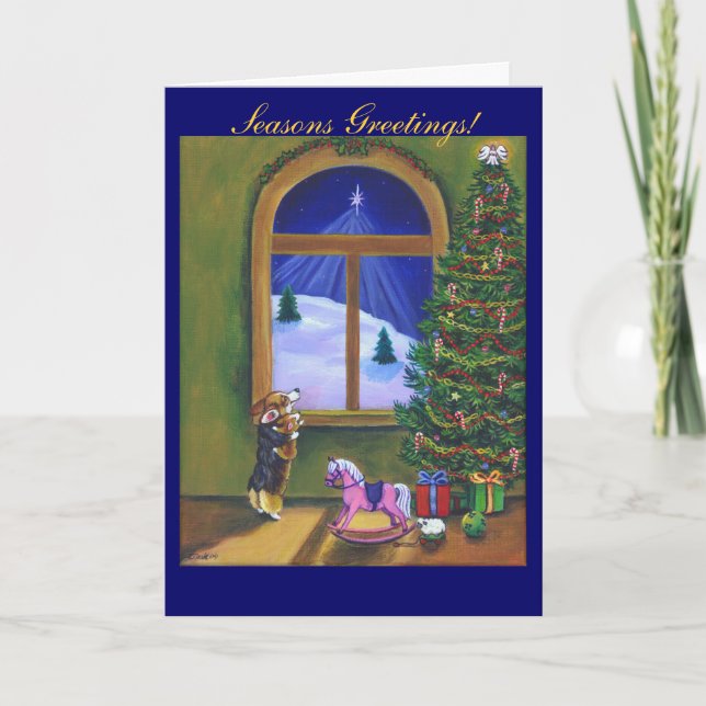 Tarjeta de Navidades de Pembroke Welsh Corgi (Anverso)