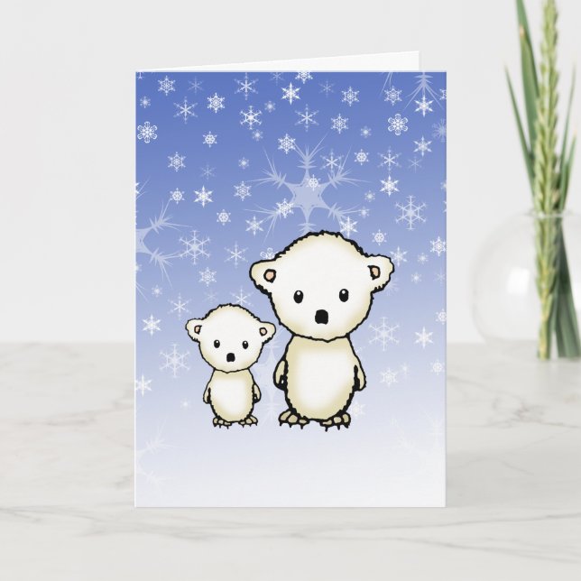 Tarjeta de Navidades de pequeños osos polares (Anverso)