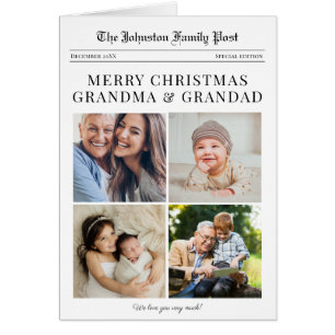 Tarjeta de Navidades de periódicos para abuelos