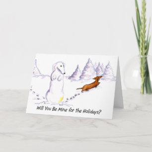 Tarjeta de Navidades de Perro Be Mine Weiner