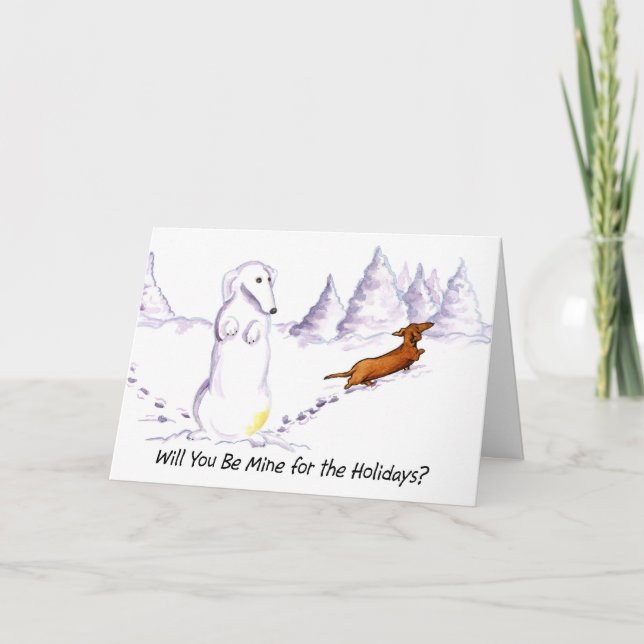 Tarjeta de Navidades de Perro Be Mine Weiner (Anverso)