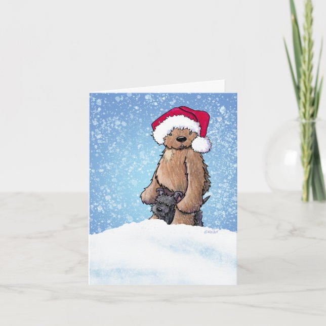 Tarjeta de Navidades de perro bigfoot y Scottie (Anverso)