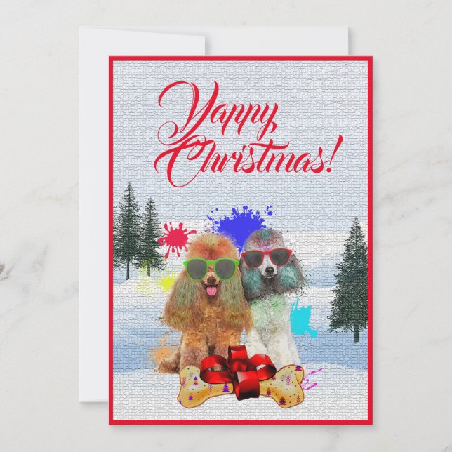 Tarjeta de Navidades de perro canino divertida y p (Anverso)